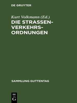 cover image of Die Straßenverkehrsordnungen
